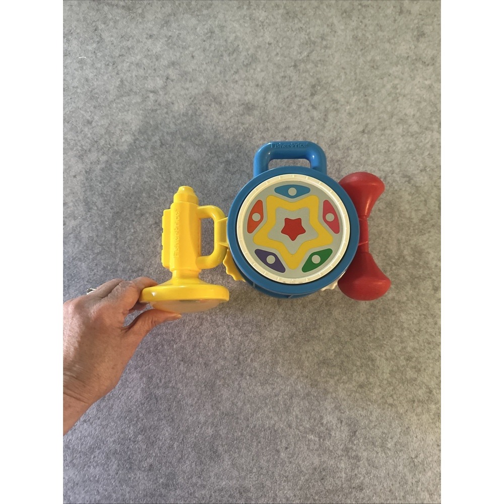 Fisher Price One Man Band Drum Baby Activity Set Rattle Spinner Vintage 1992 Toy